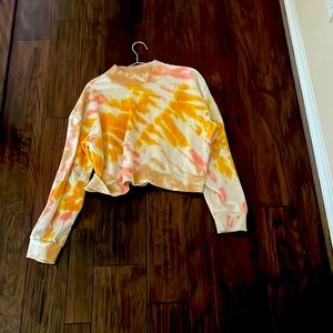 Cropped tie die long sleeve plus size
